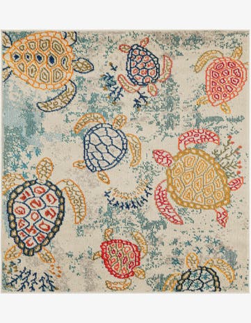 Beige Washable Capri Square Rug