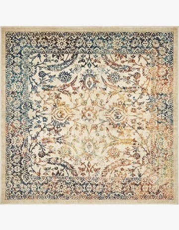 Beige Dahlia Square Rug