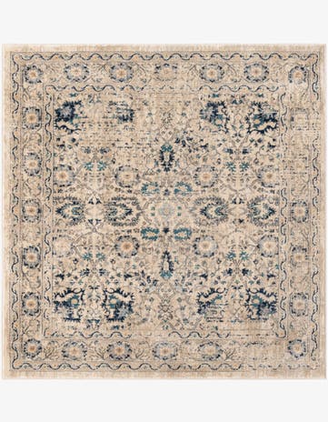 Beige Dahlia Square Rug