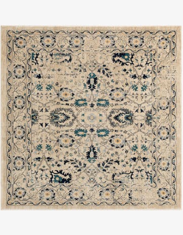 Beige Dahlia Square Rug