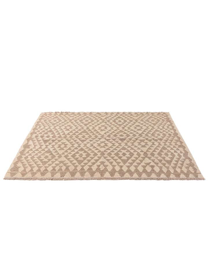 4' 9 x 5' 3 Hand Woven Kilim Maymana Wool Square Rug