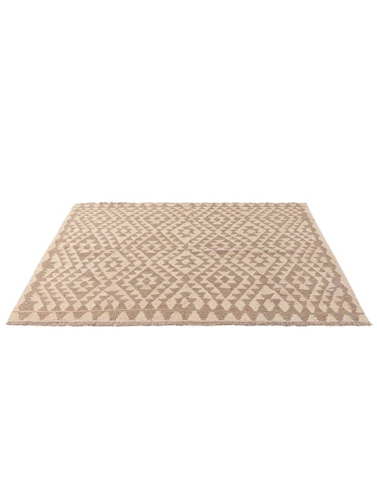 Detail image of 4' 9 x 5' 3 Hand Woven Kilim Maymana Wool Square Rug