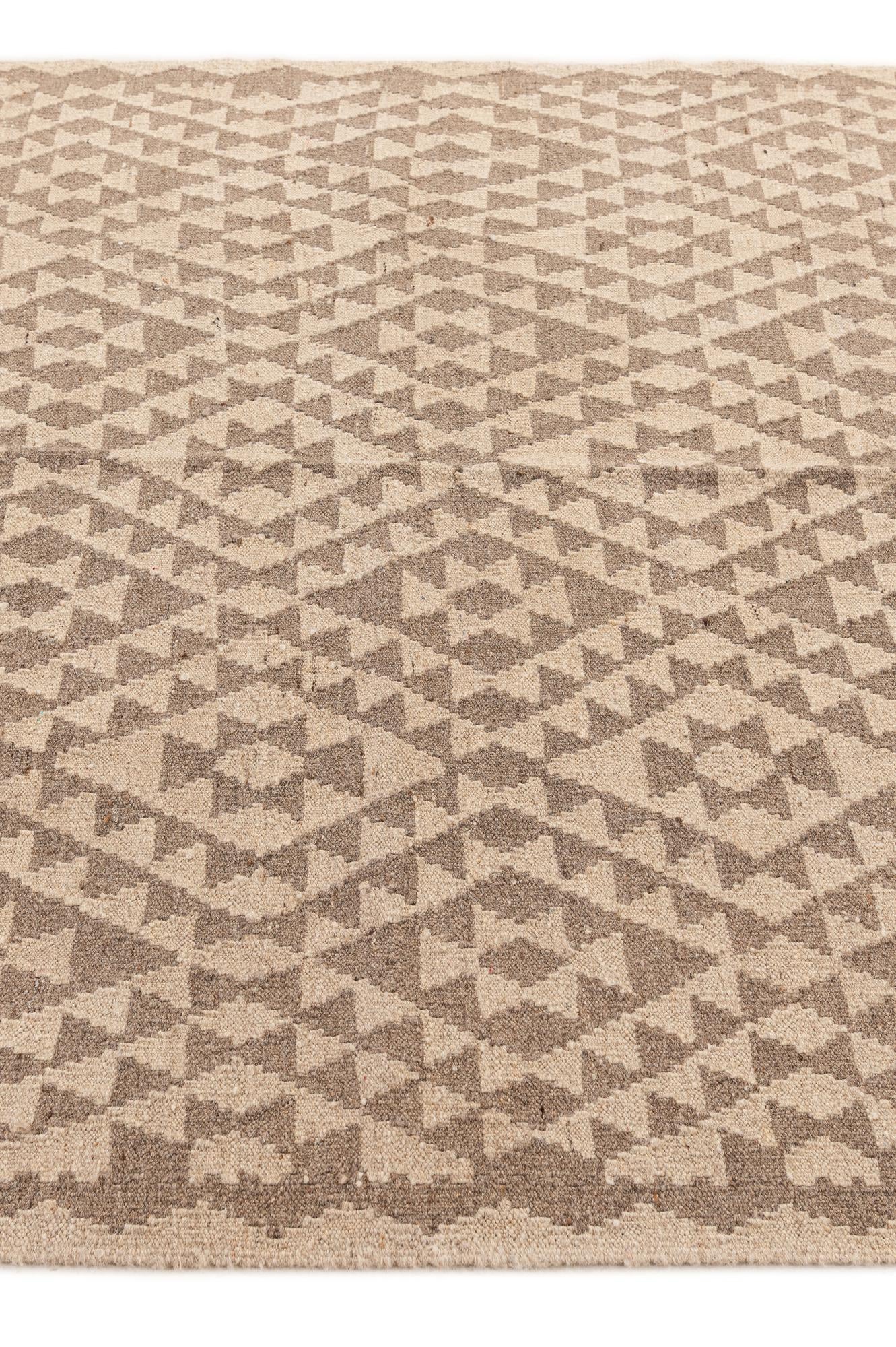 4' 9 x 5' 3 Hand Woven Kilim Maymana Wool Square Rug