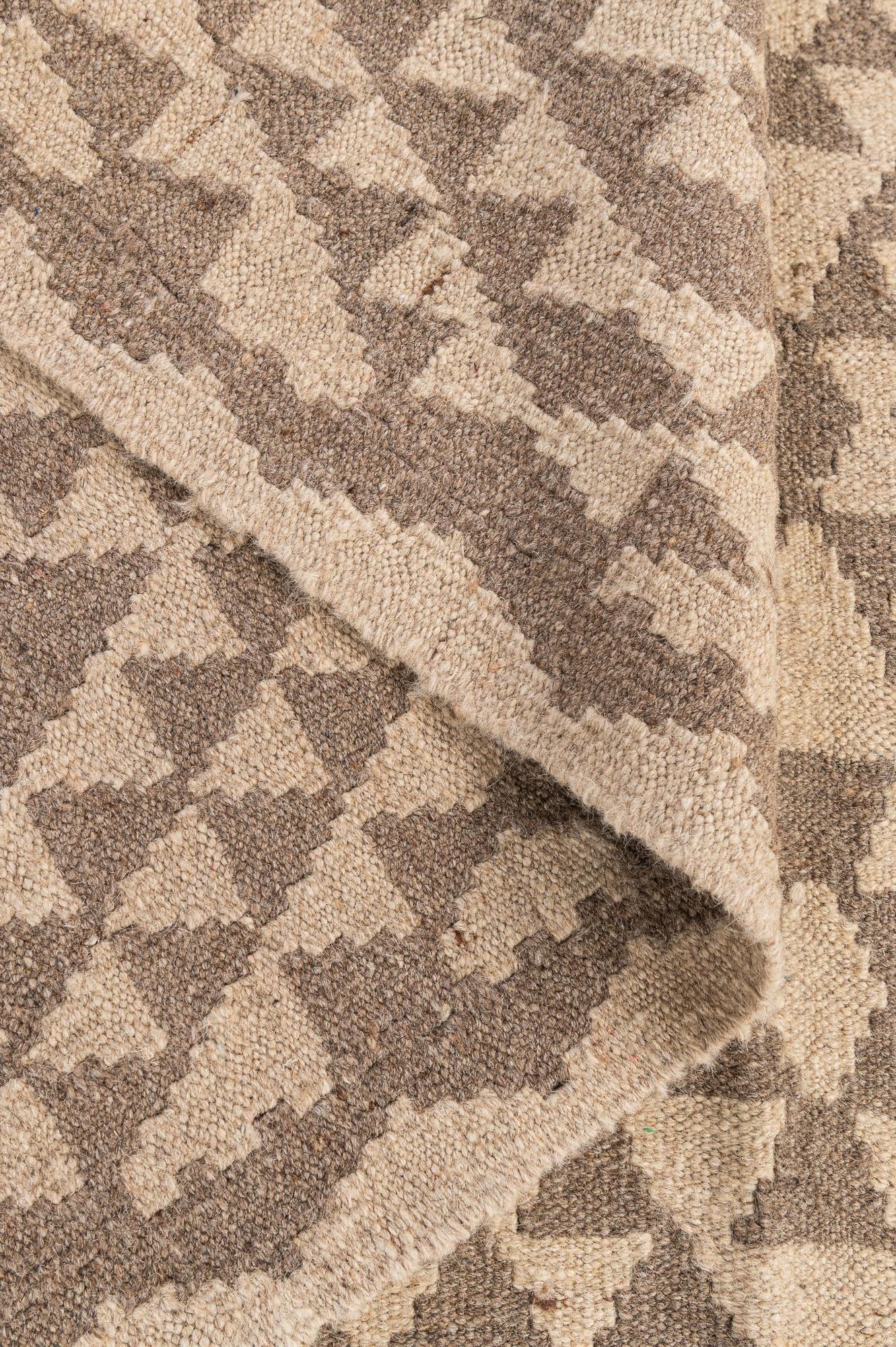 4' 9 x 5' 3 Hand Woven Kilim Maymana Wool Square Rug