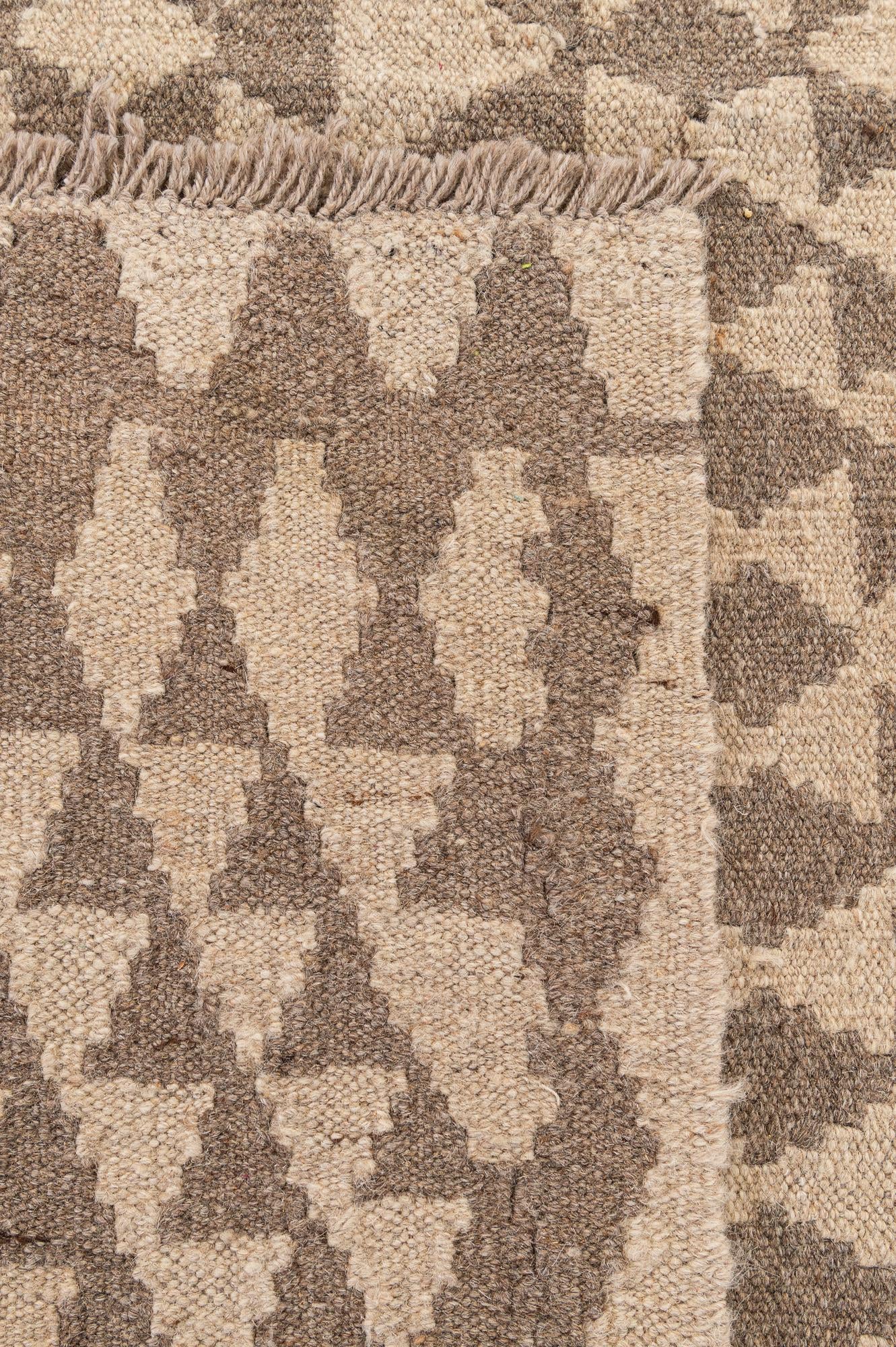 4' 9 x 5' 3 Hand Woven Kilim Maymana Wool Square Rug