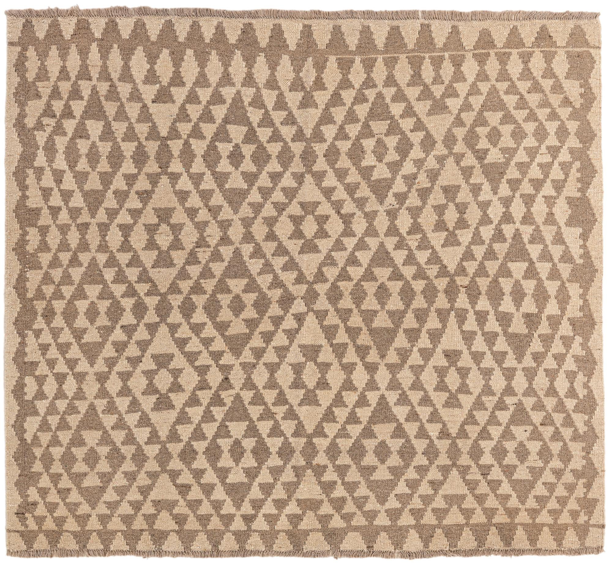 4' 9 x 5' 3 Hand Woven Kilim Maymana Wool Square Rug