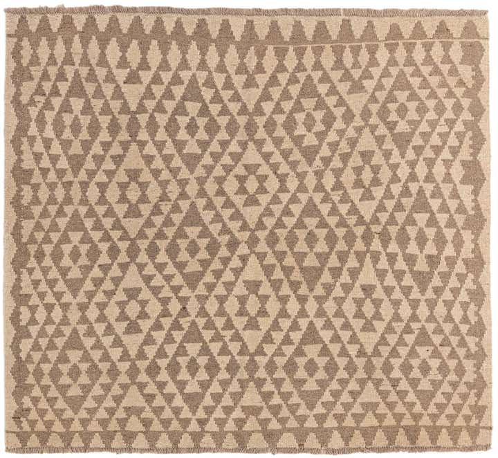 4' 9 x 5' 3 Hand Woven Kilim Maymana Wool Square Rug