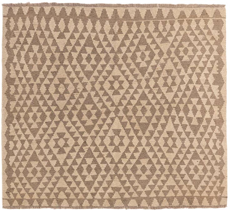 Detail image of 4' 9 x 5' 3 Hand Woven Kilim Maymana Wool Square Rug