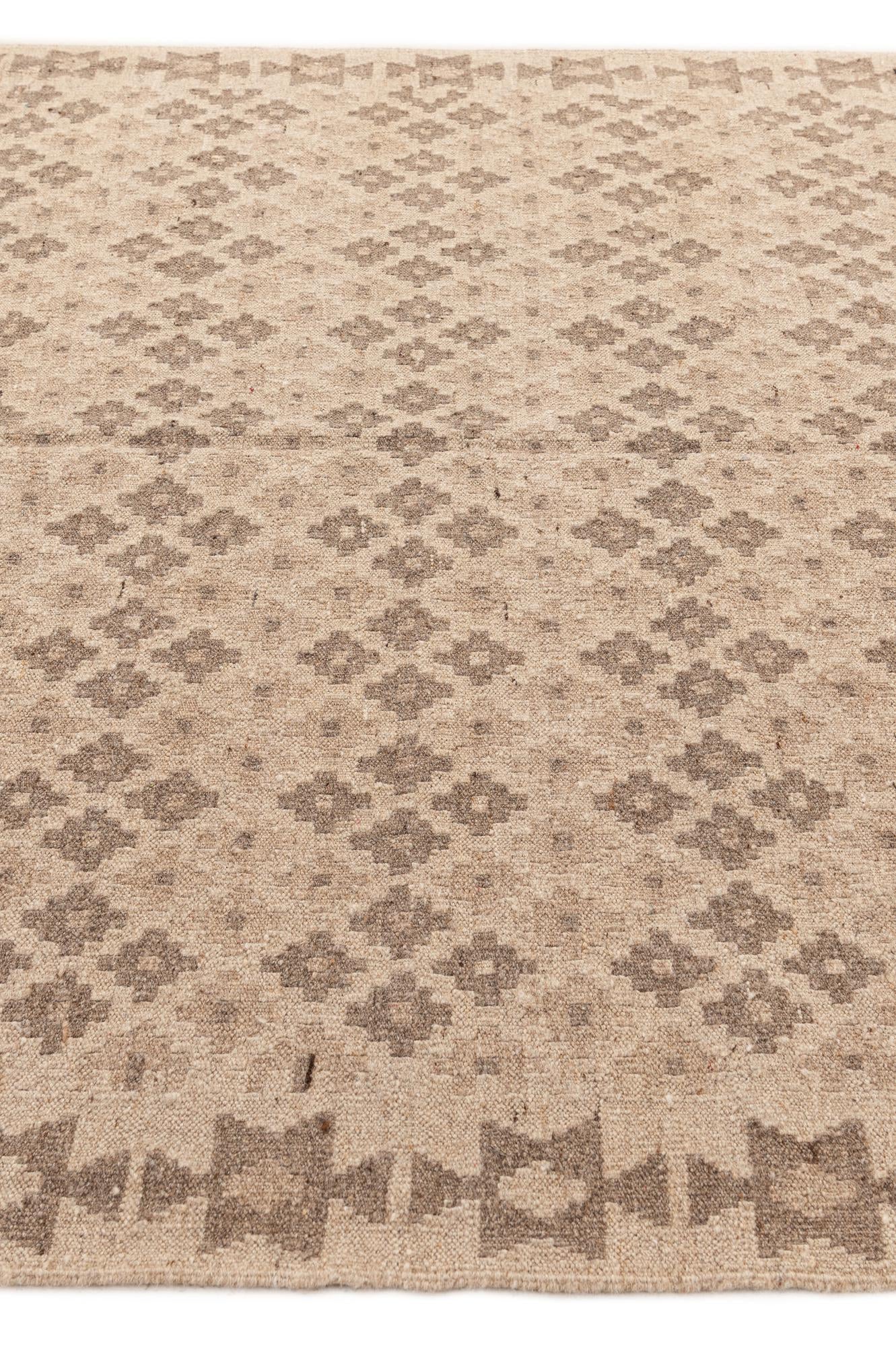 5' 1 x 5' 2 Hand Woven Kilim Maymana Wool Square Rug