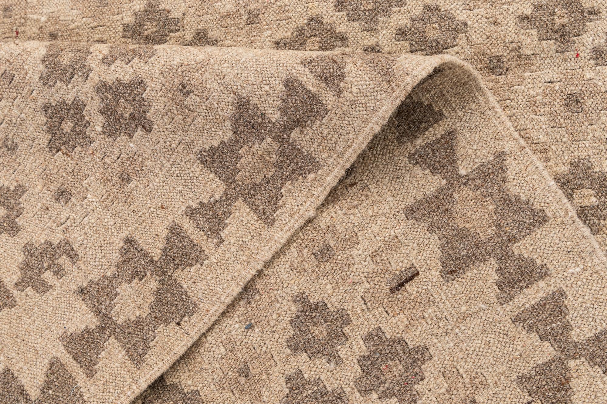 5' 1 x 5' 2 Hand Woven Kilim Maymana Wool Square Rug