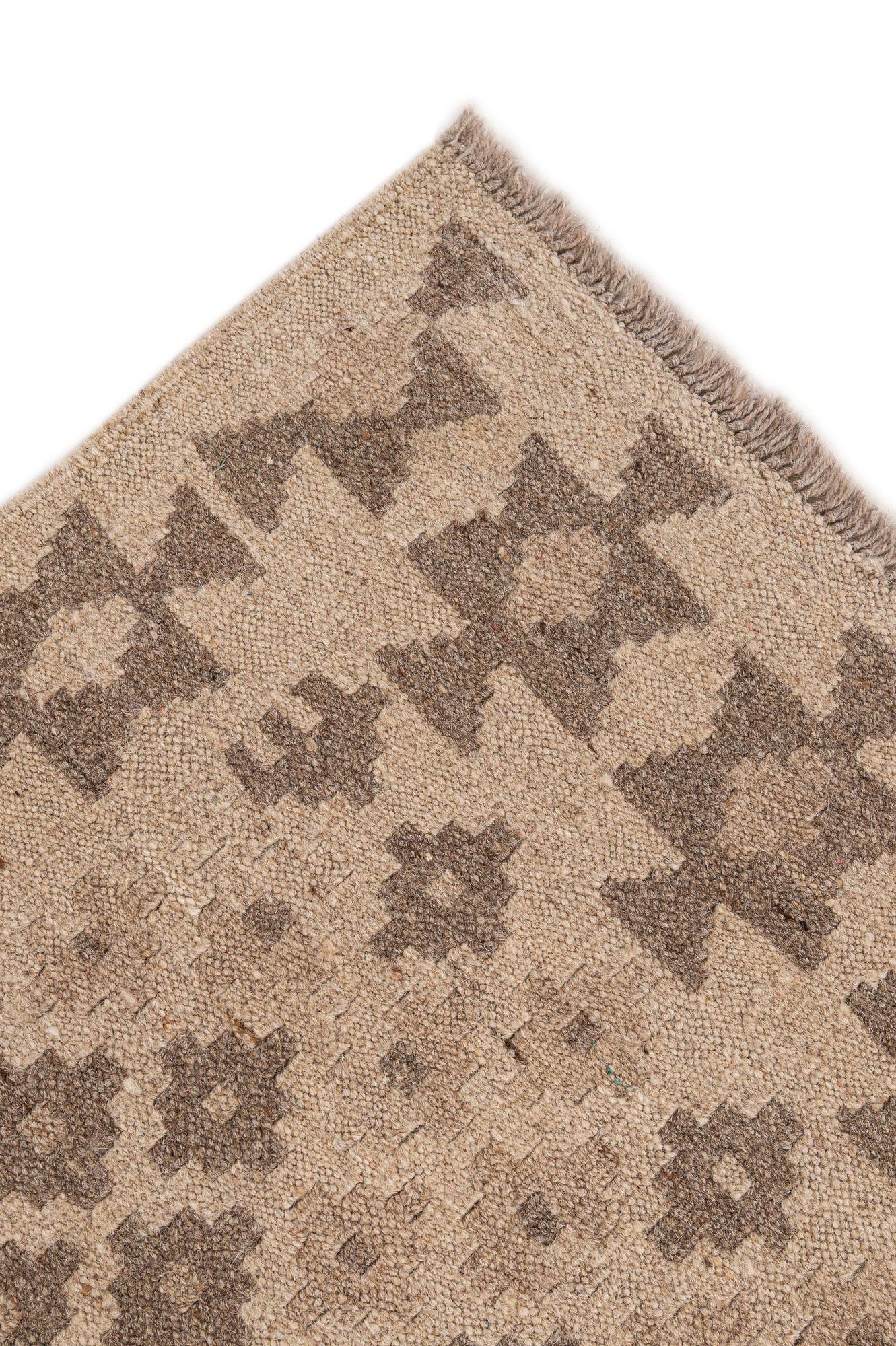 5' 1 x 5' 2 Hand Woven Kilim Maymana Wool Square Rug