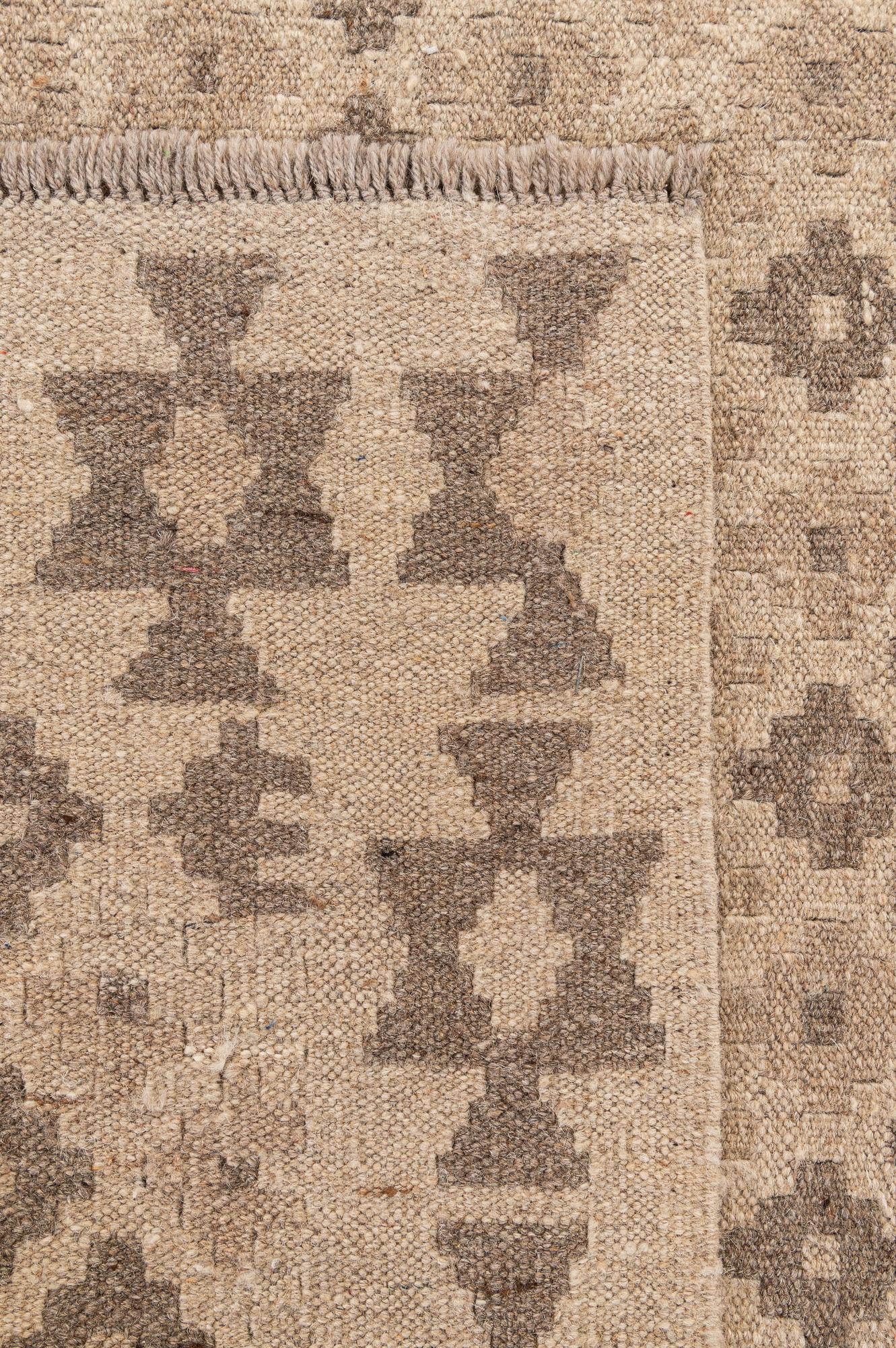 5' 1 x 5' 2 Hand Woven Kilim Maymana Wool Square Rug