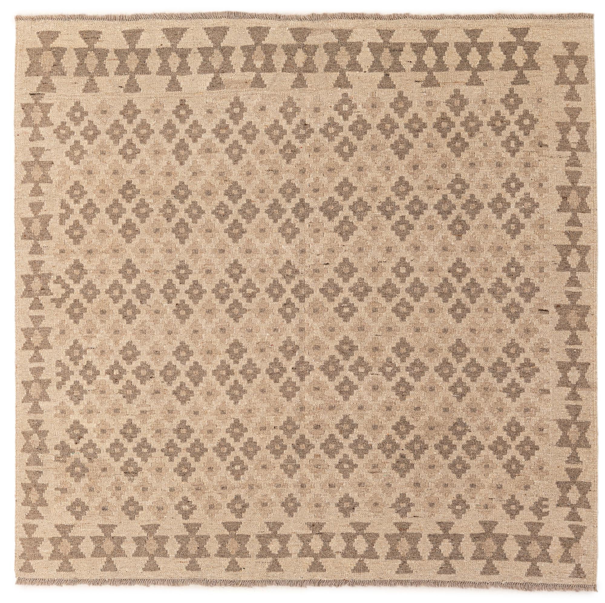 5' 1 x 5' 2 Hand Woven Kilim Maymana Wool Square Rug