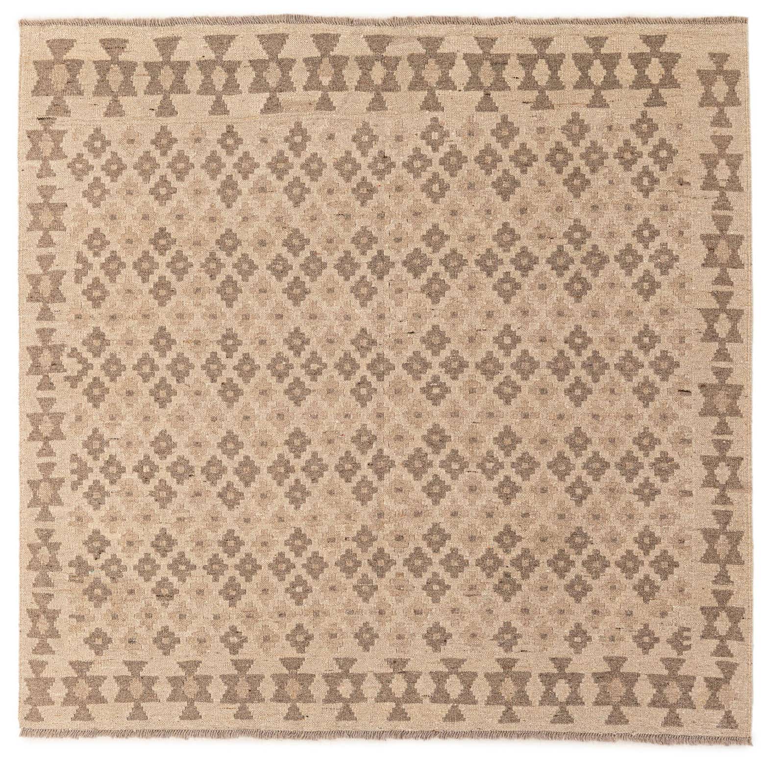 5' 1 x 5' 2 Hand Woven Kilim Maymana Wool Square Rug
