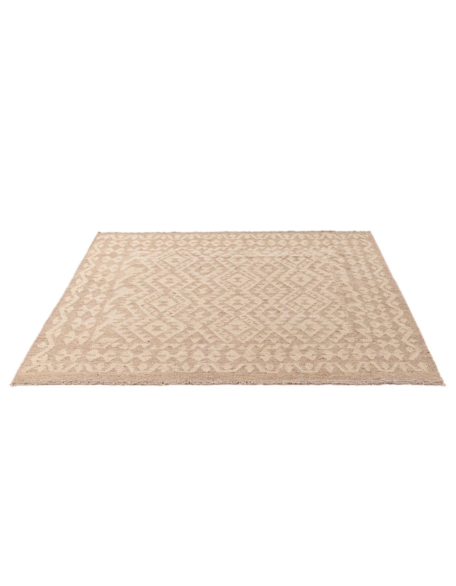5' 2 x 5' 3 Hand Woven Kilim Maymana Wool Square Rug