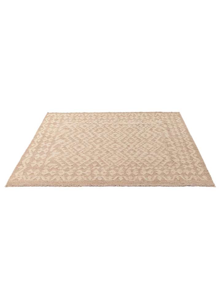 5' 2 x 5' 3 Hand Woven Kilim Maymana Wool Square Rug