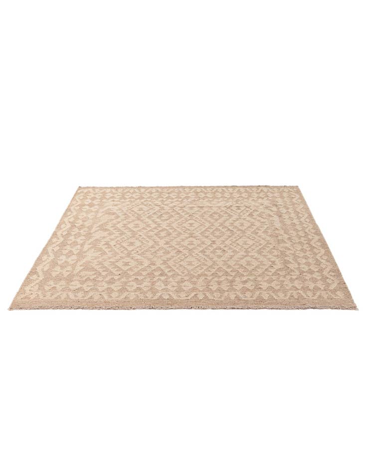 Detail image of 5' 2 x 5' 3 Hand Woven Kilim Maymana Wool Square Rug