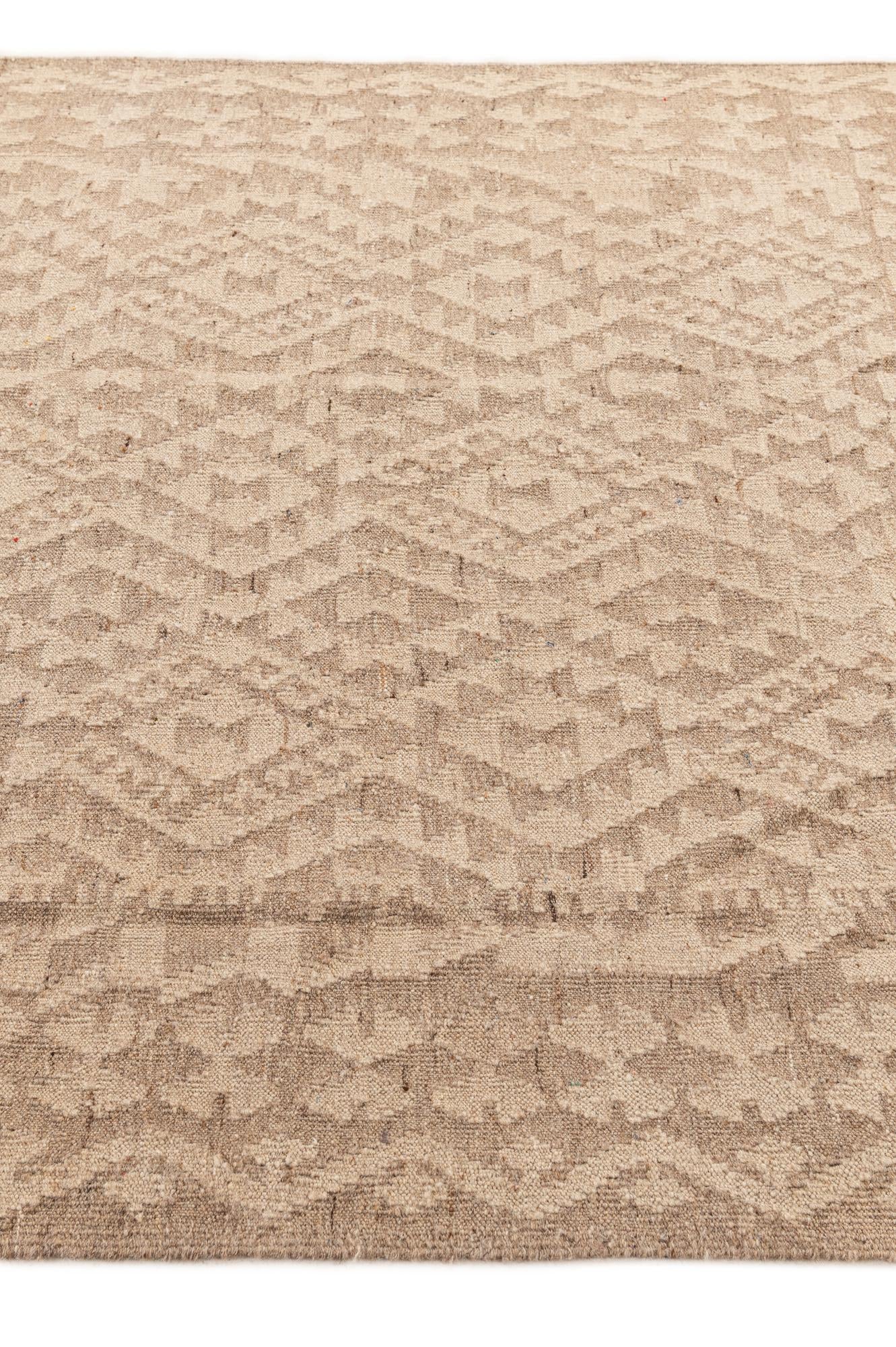 5' 2 x 5' 3 Hand Woven Kilim Maymana Wool Square Rug