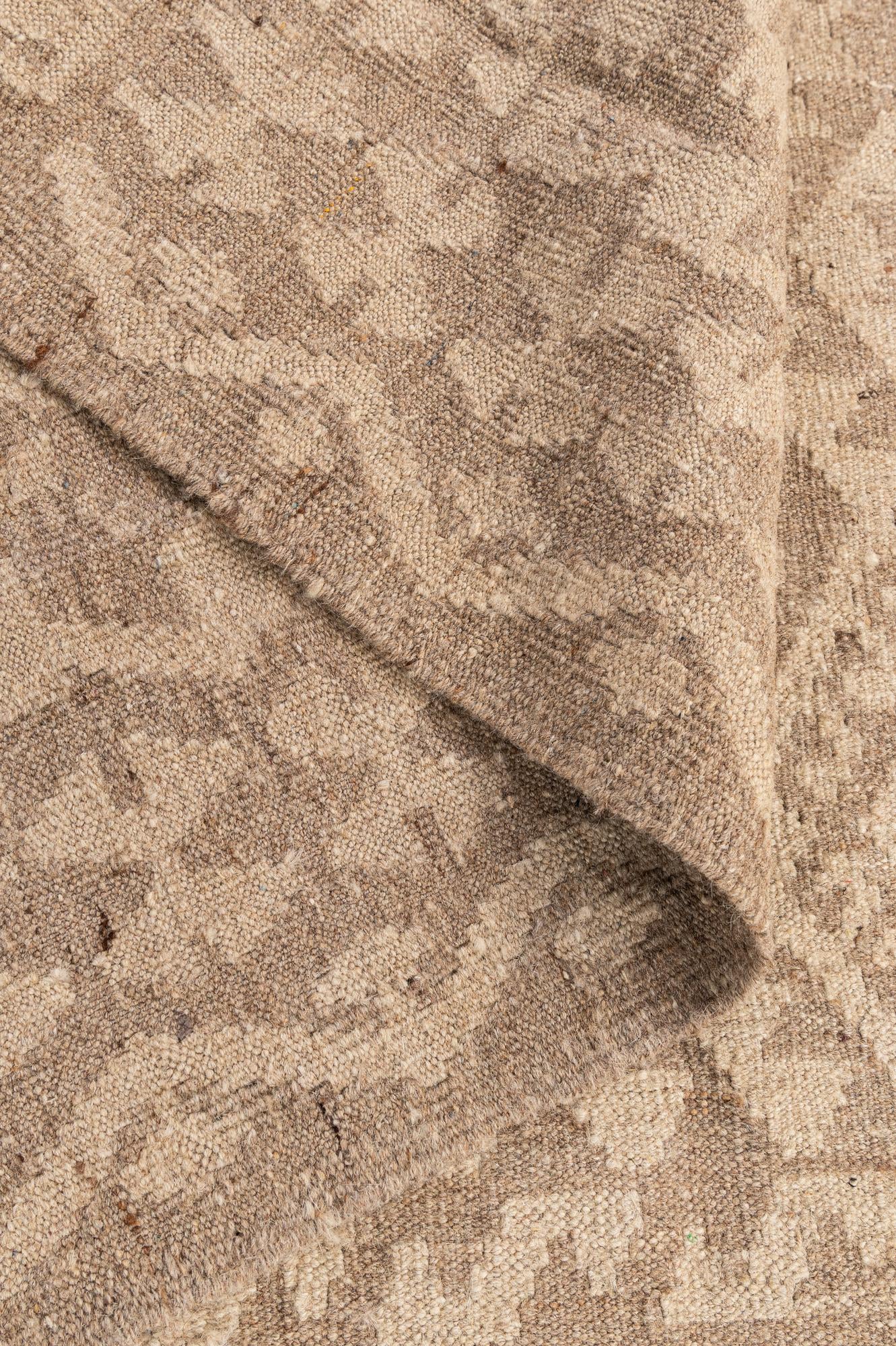 5' 2 x 5' 3 Hand Woven Kilim Maymana Wool Square Rug