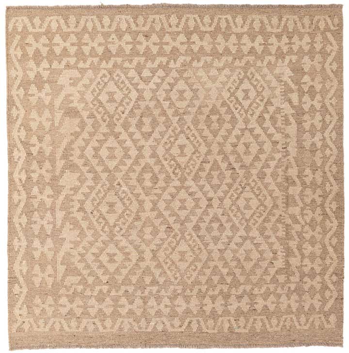 5' 2 x 5' 3 Hand Woven Kilim Maymana Wool Square Rug