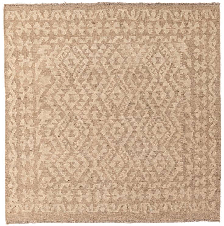 Detail image of 5' 2 x 5' 3 Hand Woven Kilim Maymana Wool Square Rug