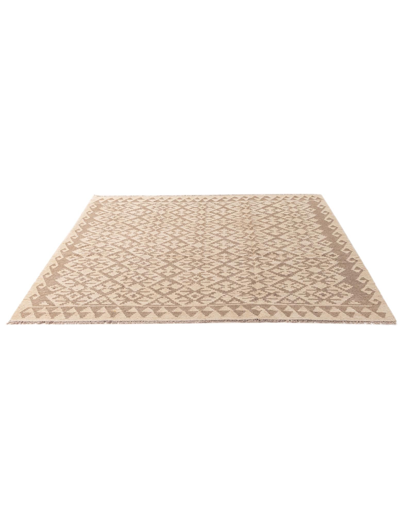 6' 7 x 6' 8 Hand Woven Kilim Maymana Wool Square Rug
