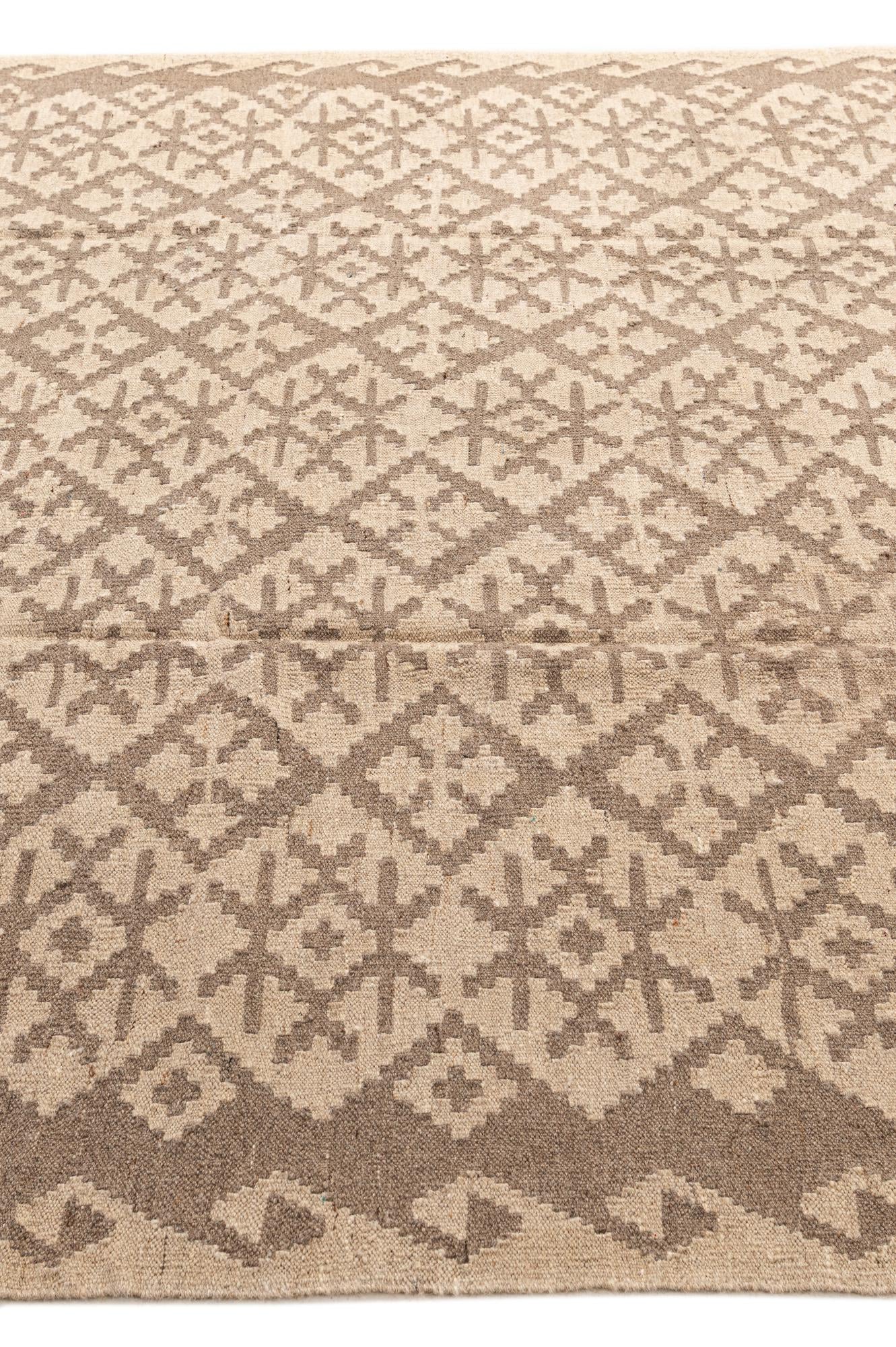 6' 7 x 6' 8 Hand Woven Kilim Maymana Wool Square Rug