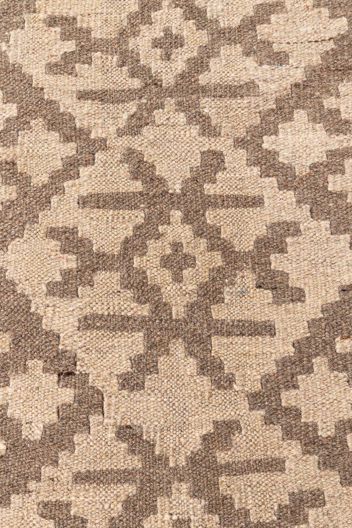 6' 7 x 6' 8 Hand Woven Kilim Maymana Wool Square Rug