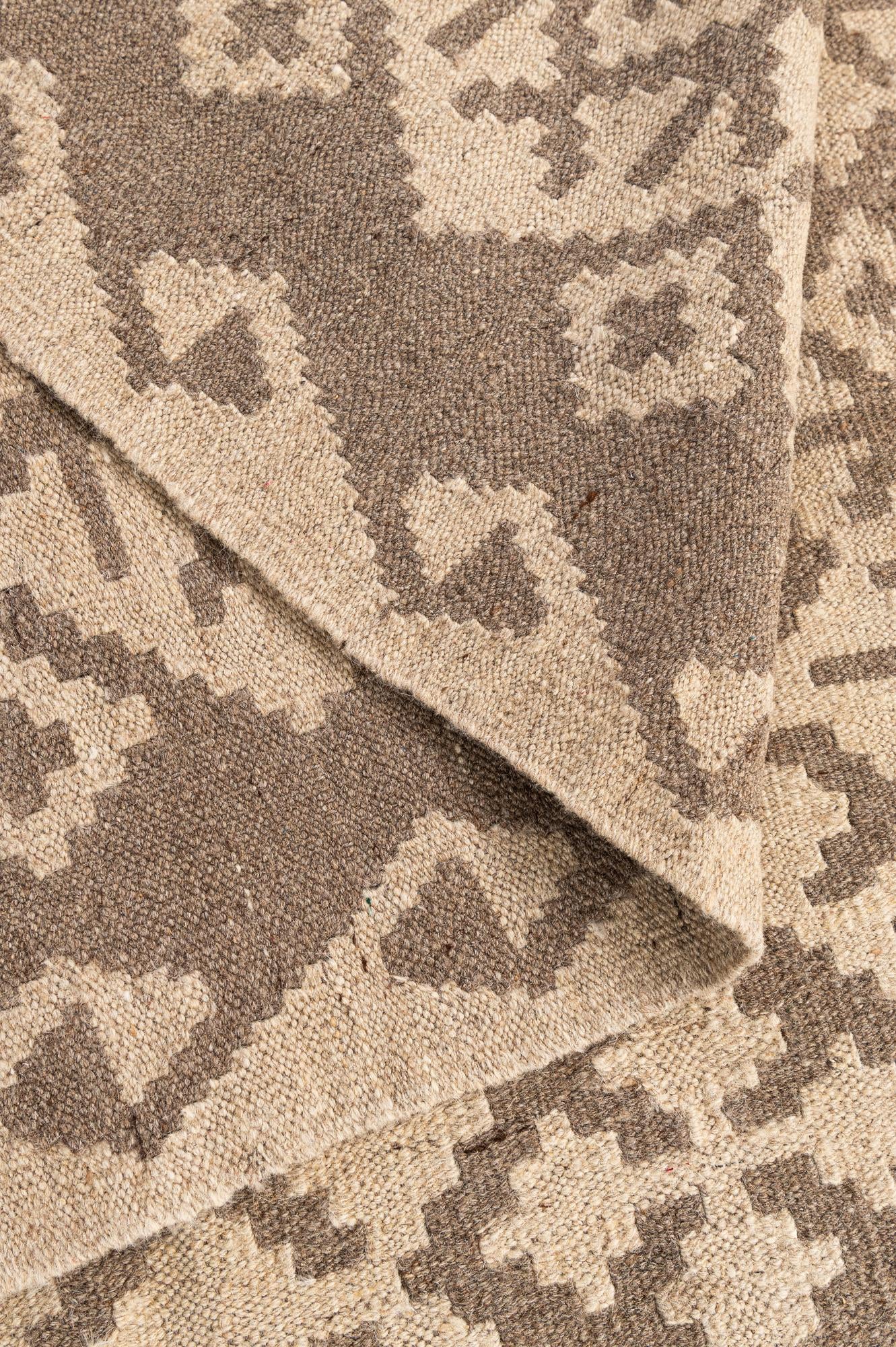 6' 7 x 6' 8 Hand Woven Kilim Maymana Wool Square Rug