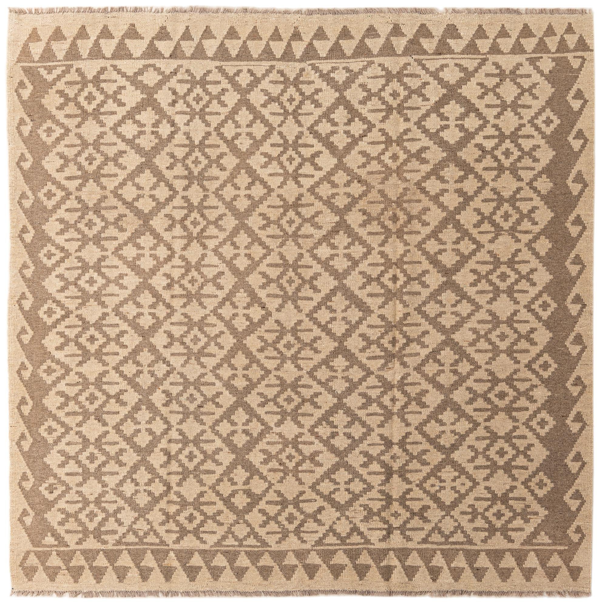 6' 7 x 6' 8 Hand Woven Kilim Maymana Wool Square Rug