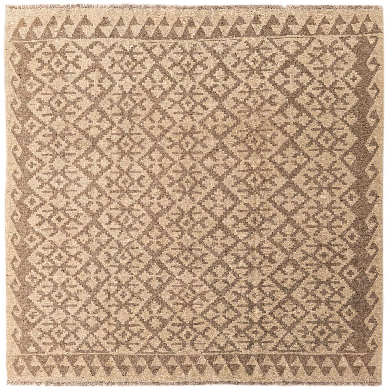 6' 7 x 6' 8 Hand Woven Kilim Maymana Wool Square Rug