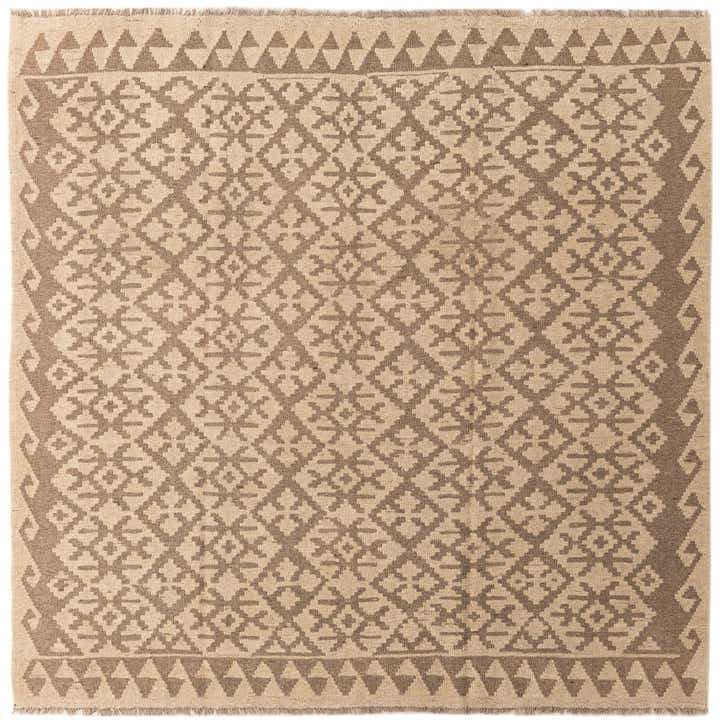 6' 7 x 6' 8 Hand Woven Kilim Maymana Wool Square Rug