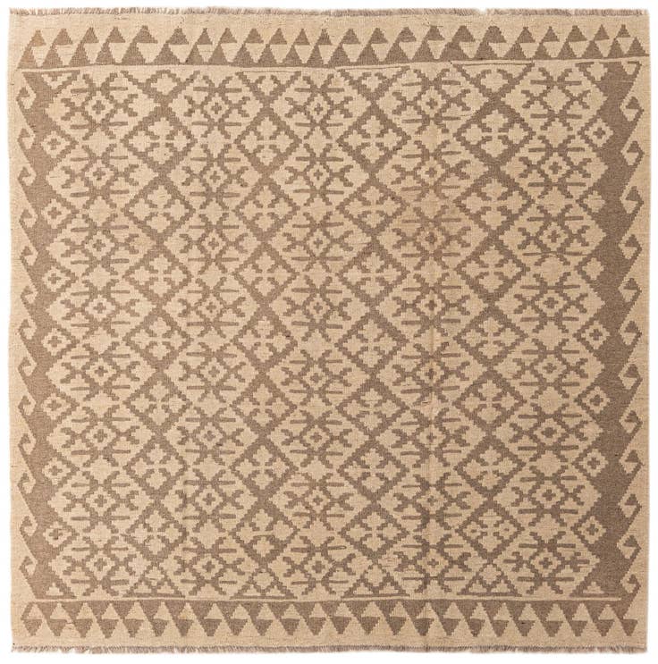 Detail image of 6' 7 x 6' 8 Hand Woven Kilim Maymana Wool Square Rug