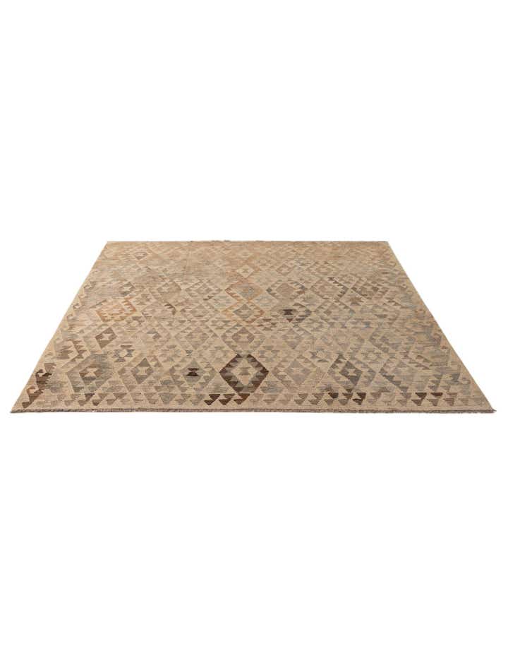 6' 10 x 7' Hand Woven Kilim Maymana Wool Square Rug