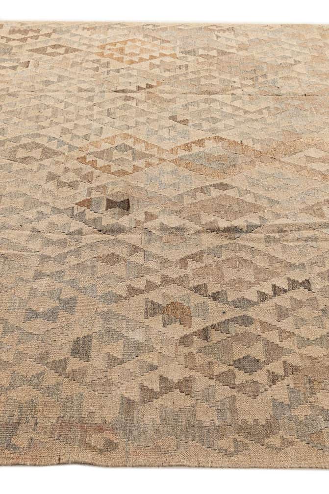 6' 10 x 7' Hand Woven Kilim Maymana Wool Square Rug