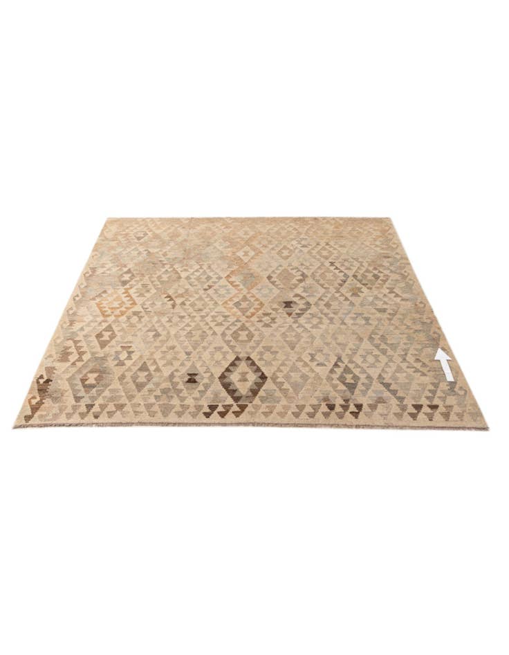 Detail image of 6' 10 x 7'  Hand Woven Kilim Maymana Wool Square Rug