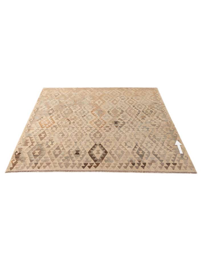6' 10 x 7' Hand Woven Kilim Maymana Wool Square Rug