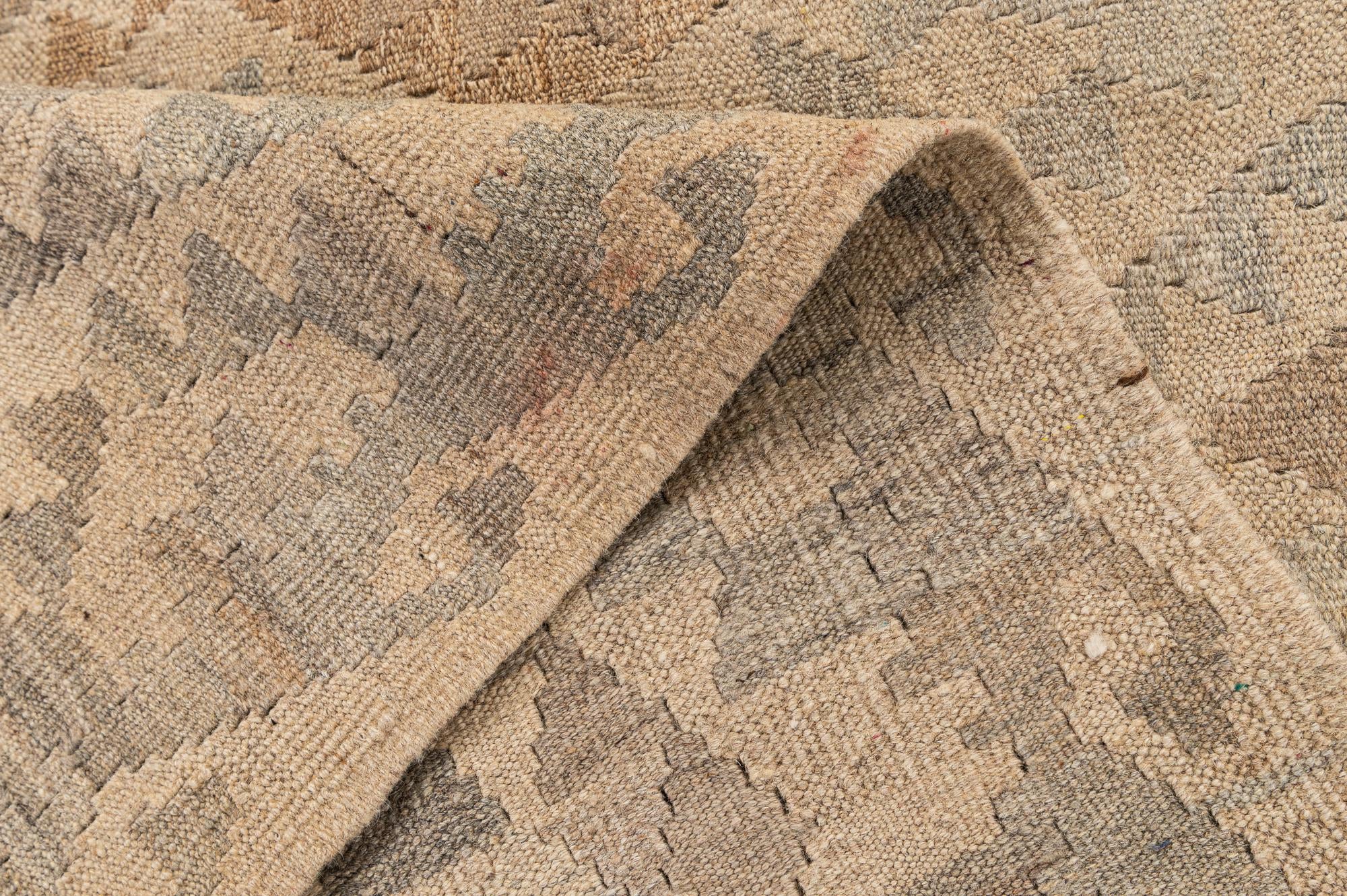 6' 10 x 7' Hand Woven Kilim Maymana Wool Square Rug