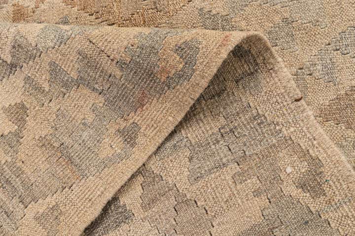 6' 10 x 7' Hand Woven Kilim Maymana Wool Square Rug