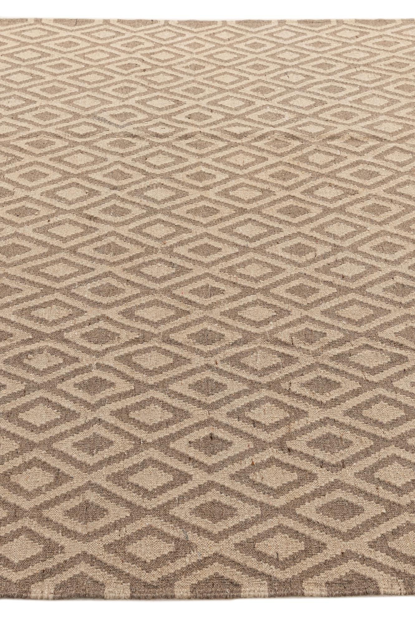 6' 8 x 7' Hand Woven Kilim Maymana Wool Square Rug
