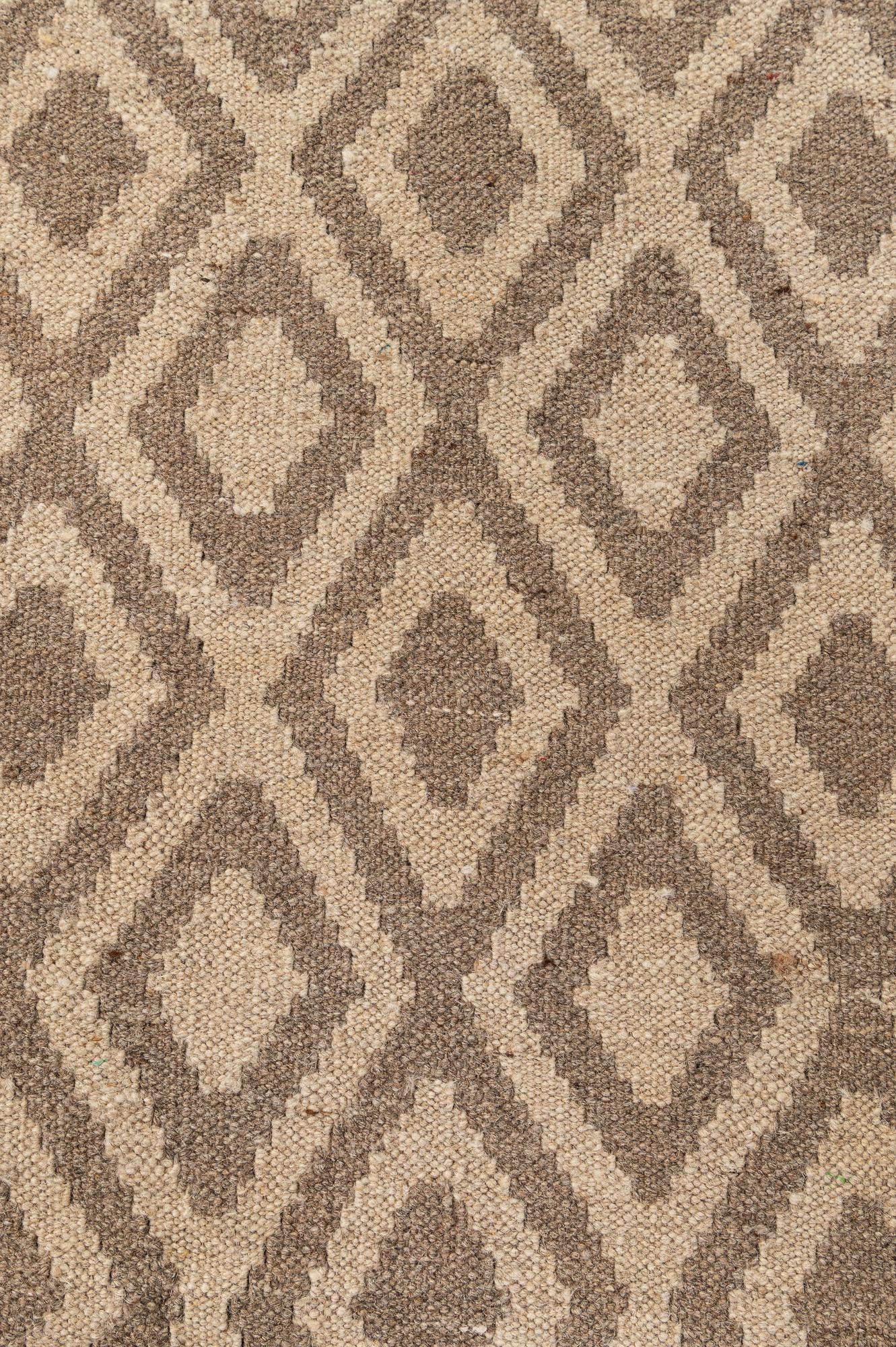 6' 8 x 7' Hand Woven Kilim Maymana Wool Square Rug