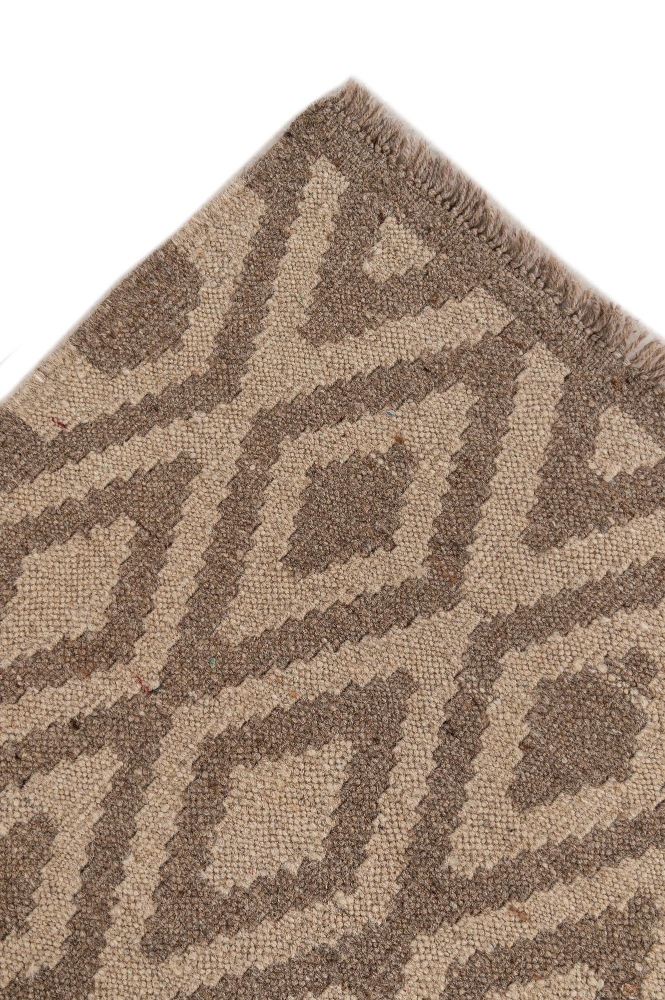 6' 8 x 7' Hand Woven Kilim Maymana Wool Square Rug