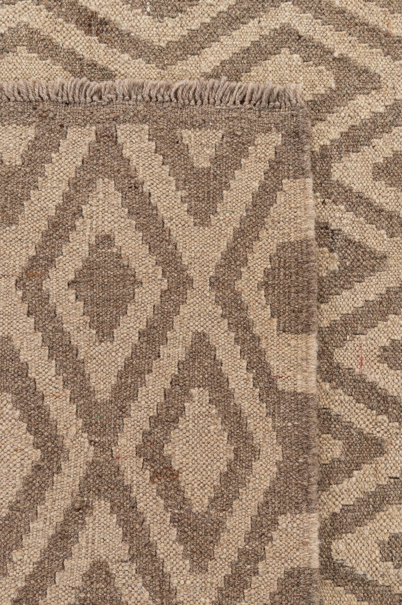 6' 8 x 7' Hand Woven Kilim Maymana Wool Square Rug
