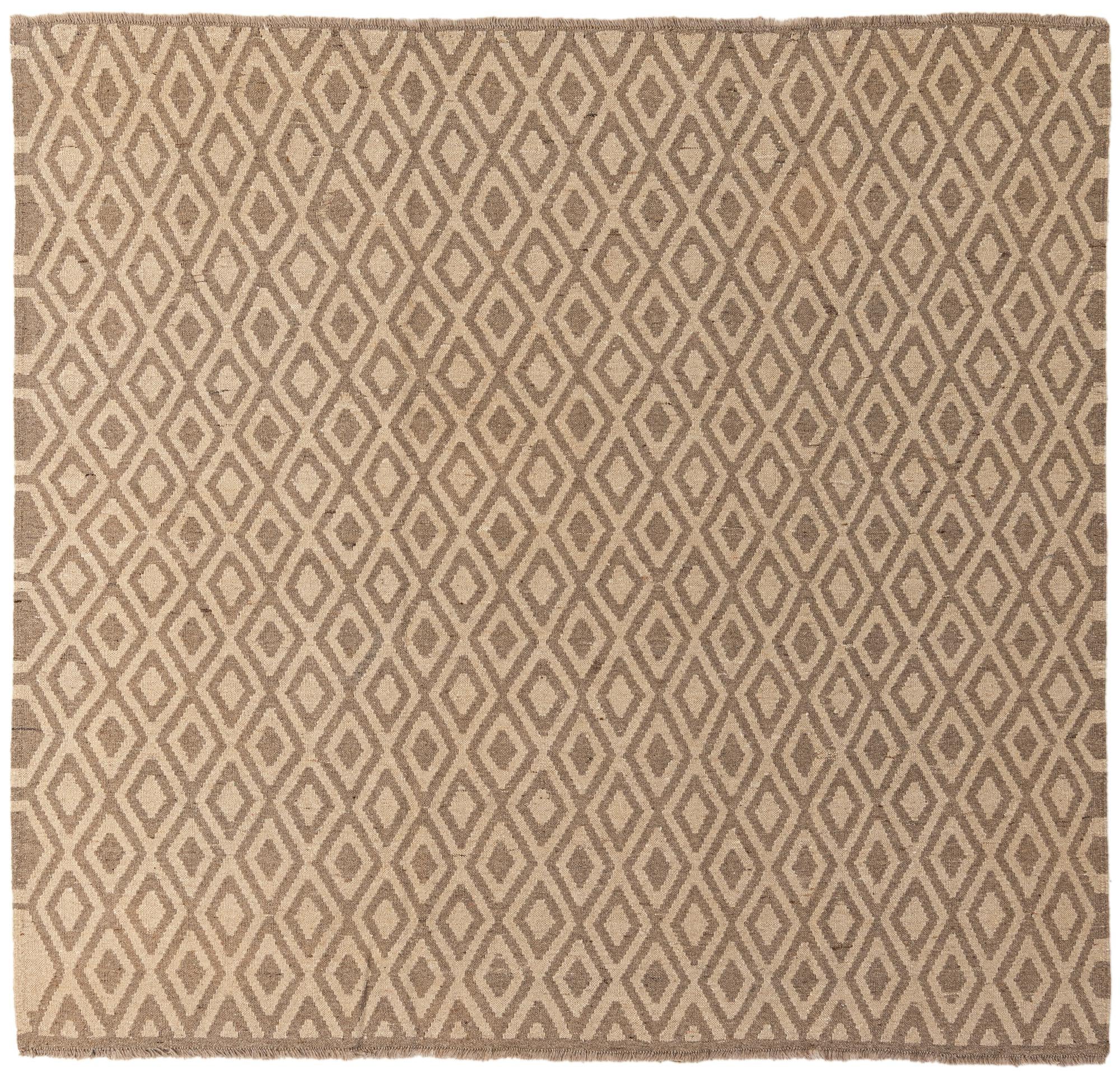 6' 8 x 7' Hand Woven Kilim Maymana Wool Square Rug