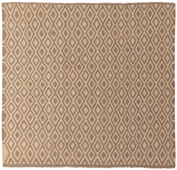 6' 8 x 7' Hand Woven Kilim Maymana Wool Square Rug