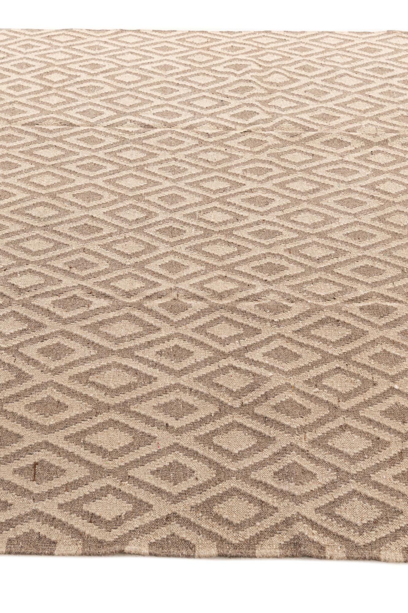 6' 6 x 7' 1 Hand Woven Kilim Maymana Wool Square Rug