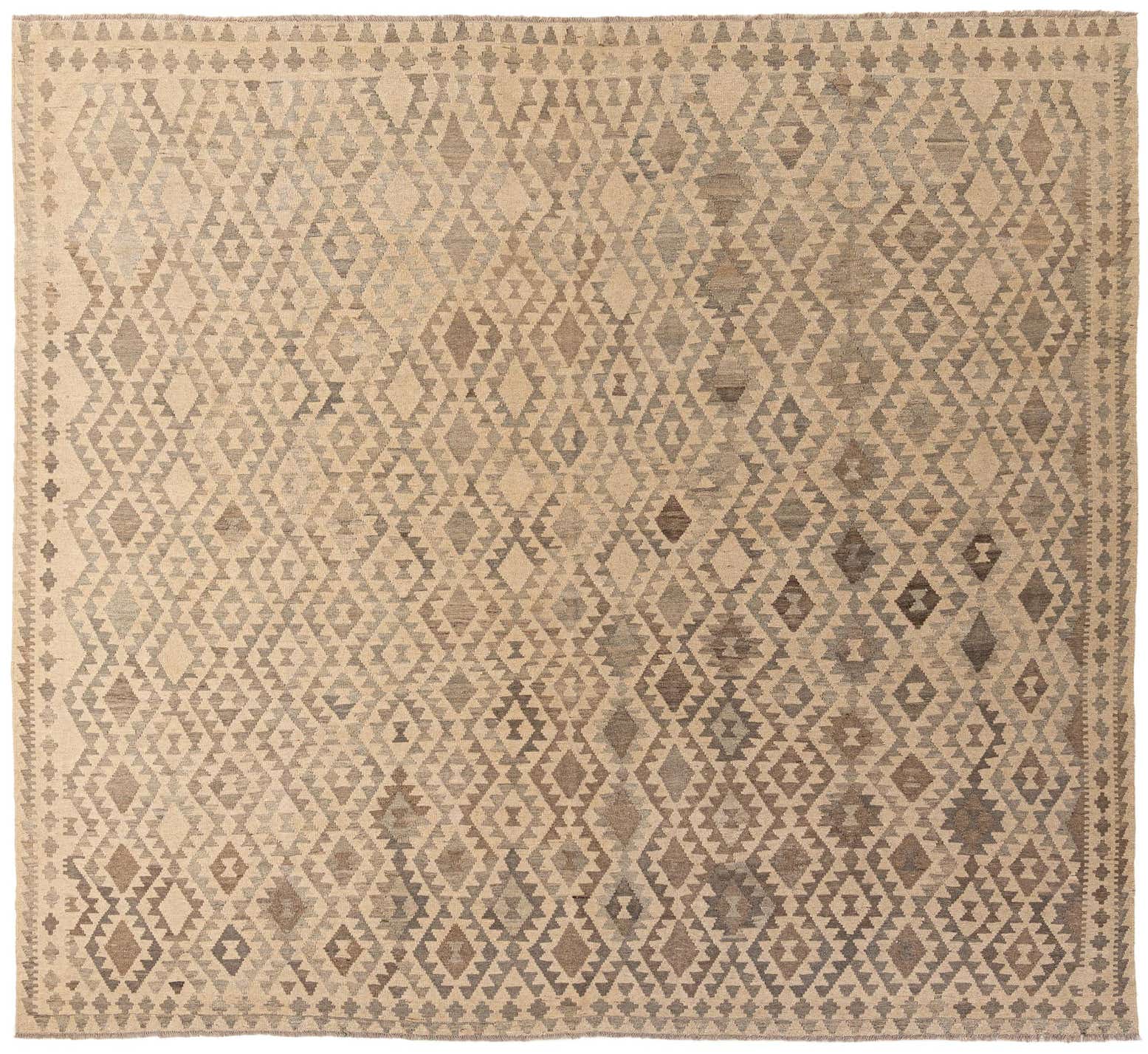 9' 9 x 10' 5 Hand Woven Kilim Maymana Wool Square Rug