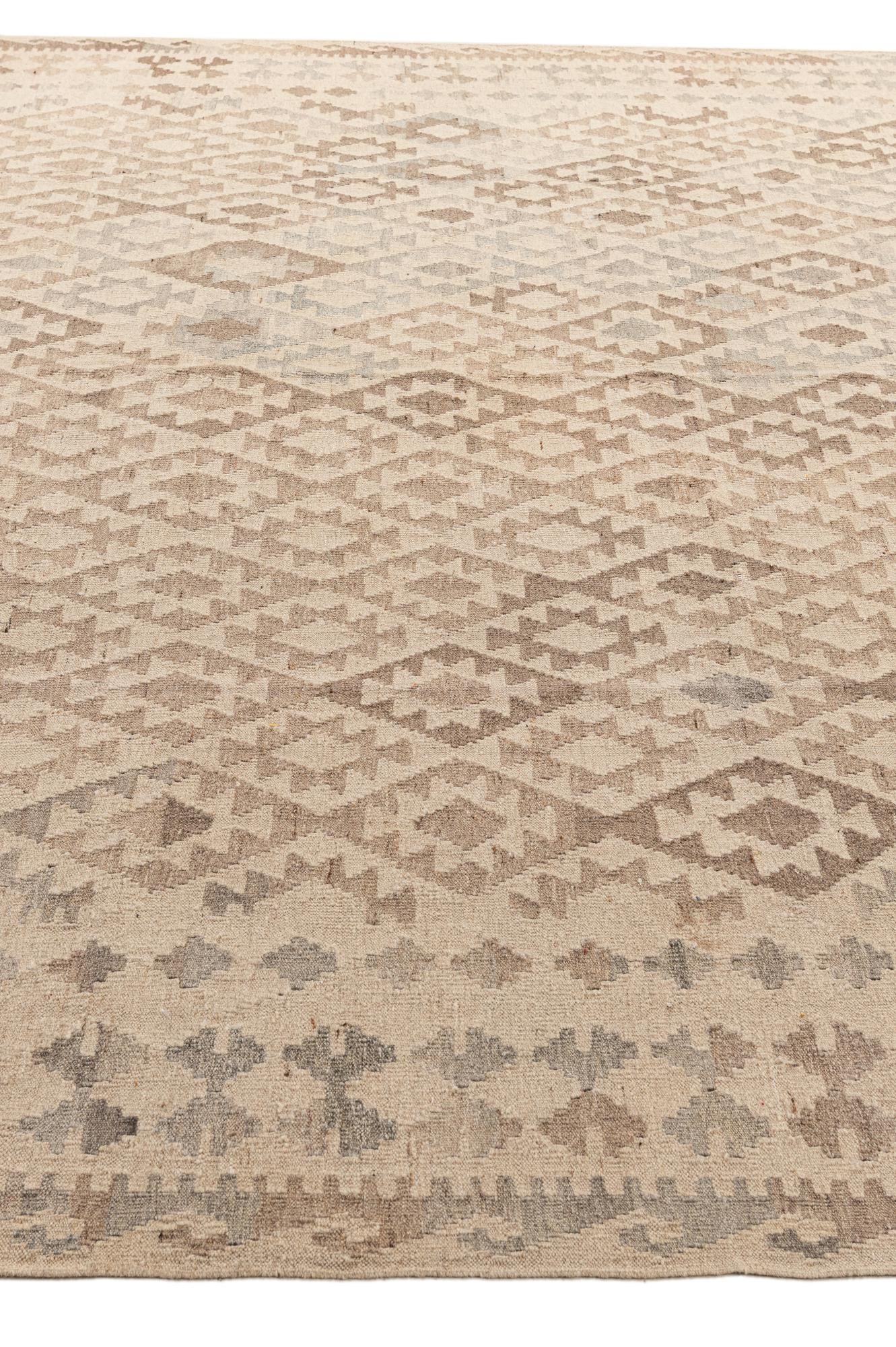 9' 9 x 10' 5 Hand Woven Kilim Maymana Wool Square Rug