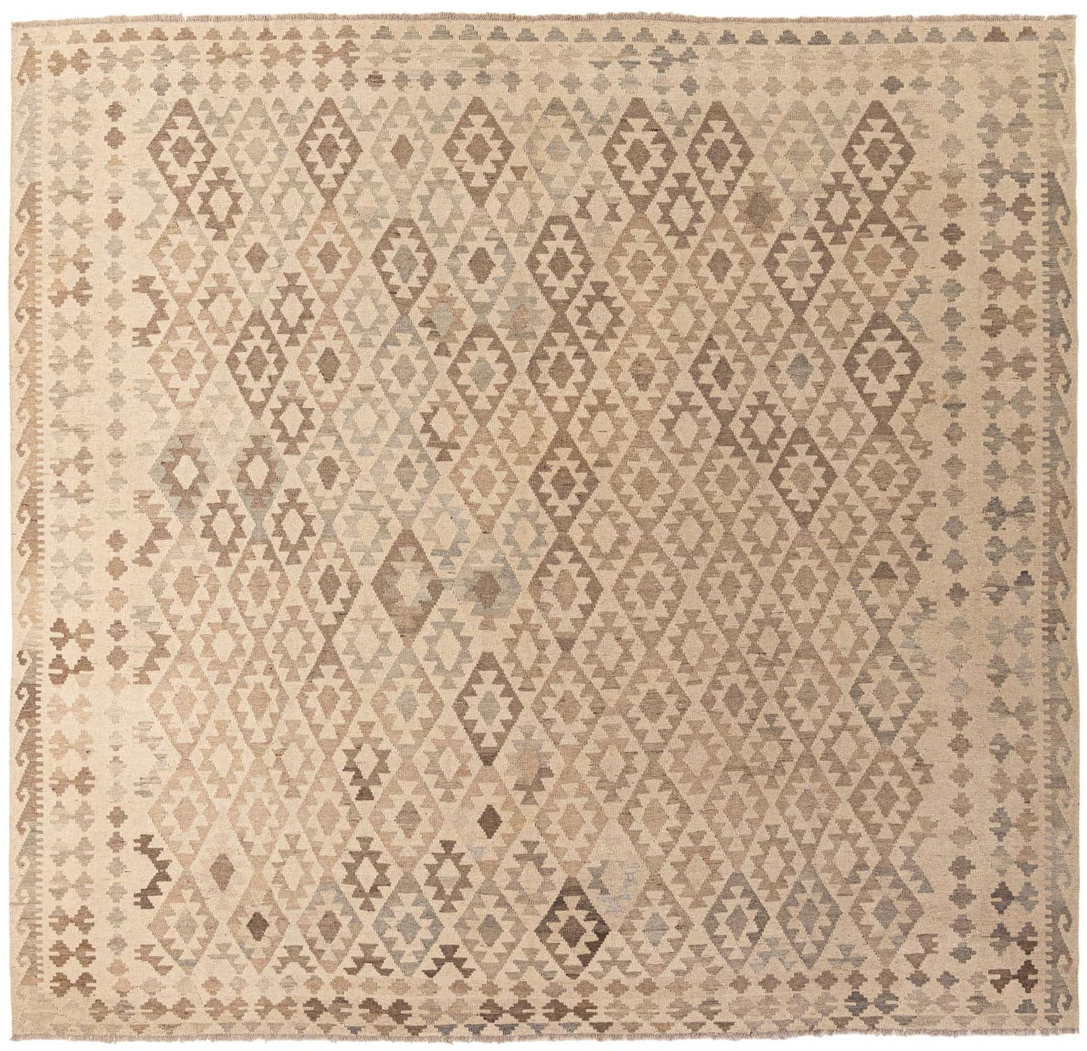 9' 9 x 10' 5 Hand Woven Kilim Maymana Wool Square Rug