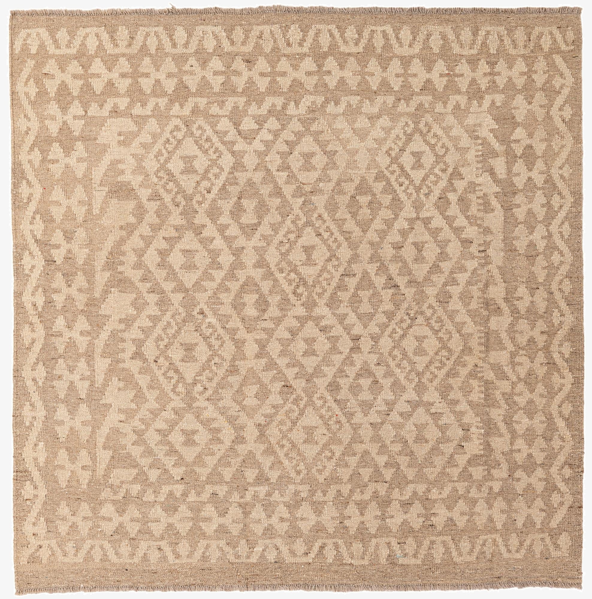 5' 2 x 5' 3  Hand Woven Kilim Maymana Wool Square Rug